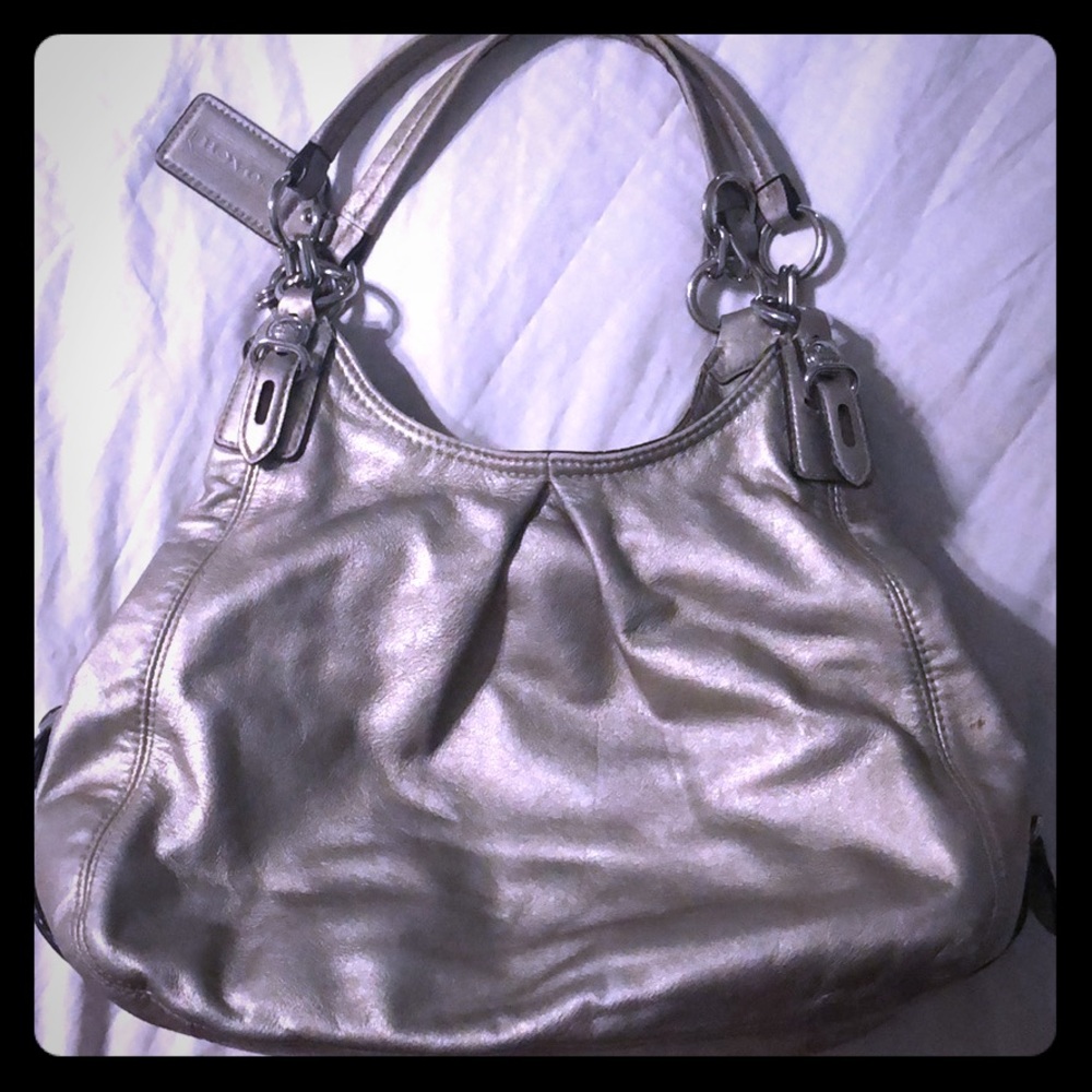 Authentic Coach bag / Tote - Metallic Silver